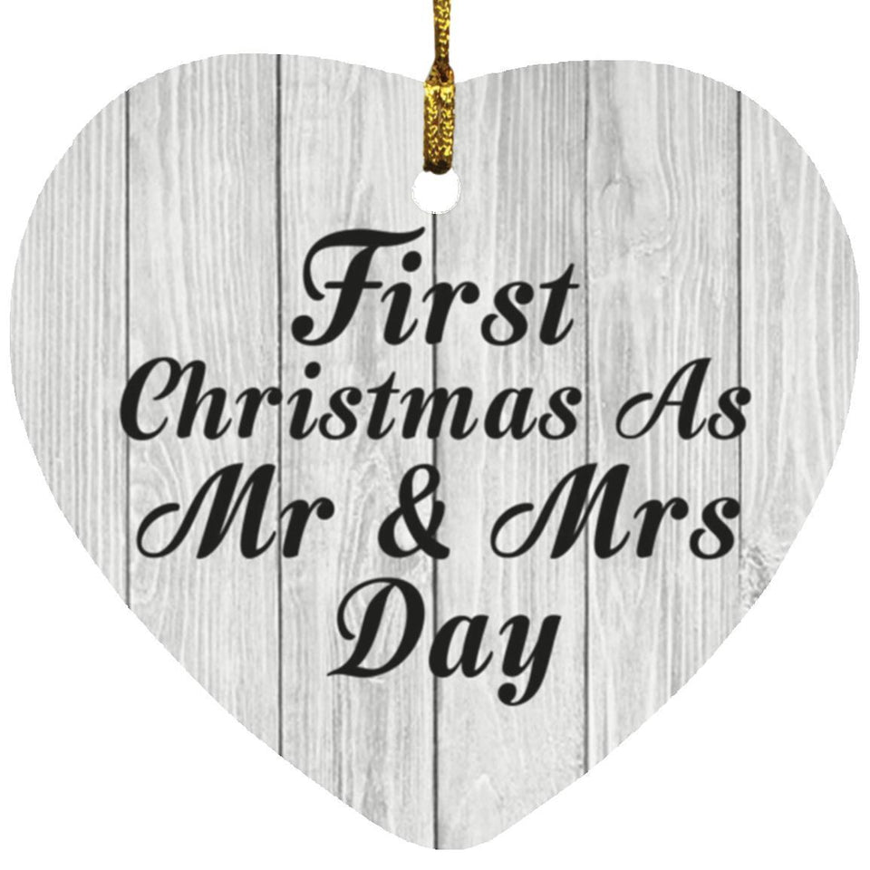 First Christmas As Mr & Mrs Day - Heart Ornament F