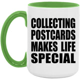Collecting Postcards Makes Life Special - 15oz Accent Mug Green