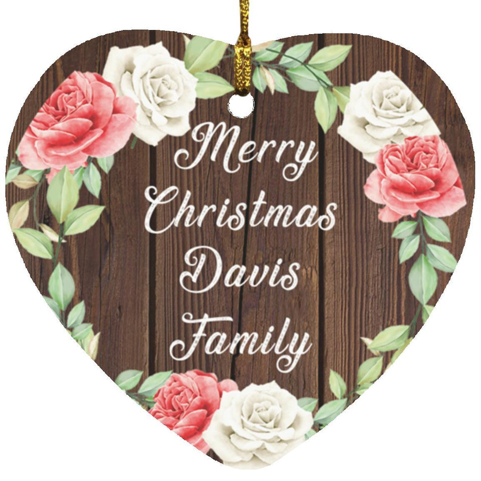 Merry Christmas Davis Family - Heart Ornament A