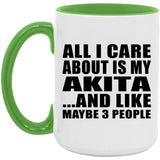 All I Care About Is My Akita - 15oz Accent Mug Green