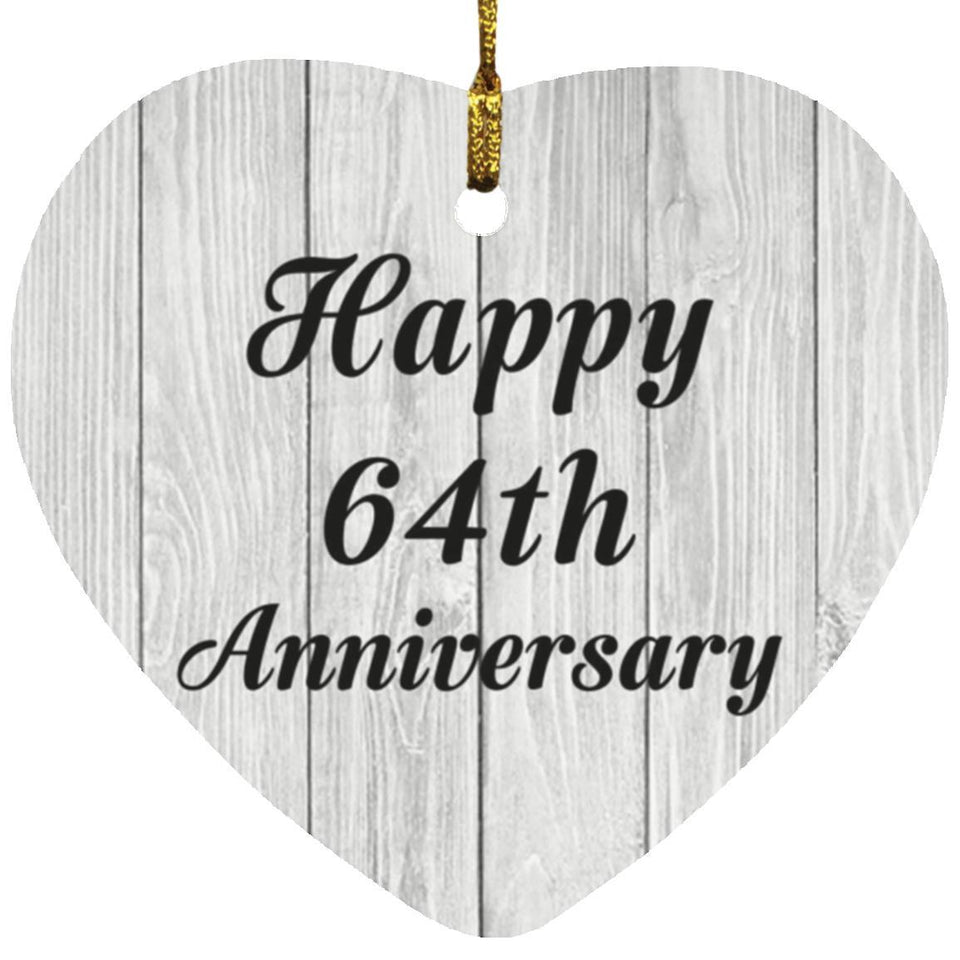 Happy 64th Anniversary - Heart Ornament F
