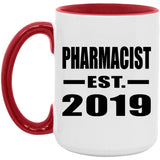 Pharmacist Established EST. 2019 - 15oz Accent Mug Red