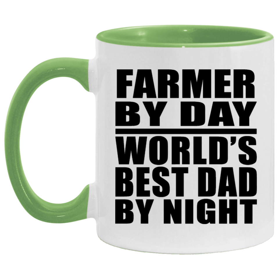 Farmer By Day World's Best Dad By Night - 11oz Accent Mug Green