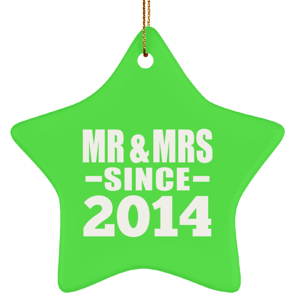 10th Anniversary Mr & Mrs Since 2014 - Star Ornament