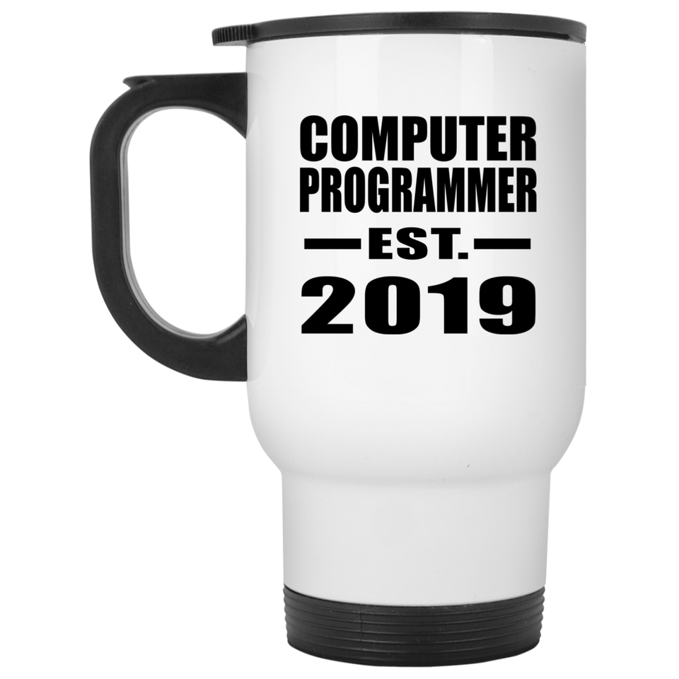 Computer Programmer Established EST. 2019 - White Travel Mug