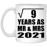 3rd Anniversary Square Root of 9 Years As Mr & Mrs 2021 - 11oz Coffee Mug