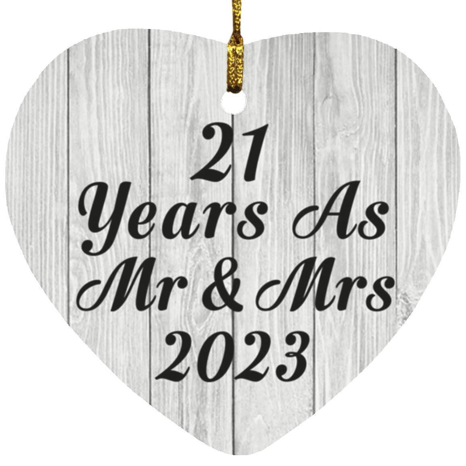 21st Anniversary 21 Years As Mr & Mrs 2023 - Heart Ornament F