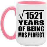 39th Anniversary Square Root of 1521 Years of Mrs Perfect - 15oz Accent Mug Pink