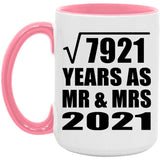 89th Anniversary Square Root of 7921 Years As Mr & Mrs 2021 - 15oz Accent Mug Pink