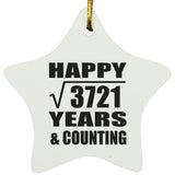 Happy 61st Anniversary Square Root of 3721 Years & Counting - Star Ornament