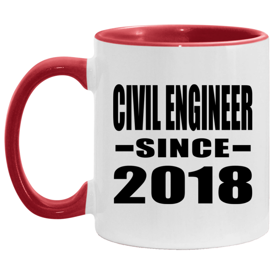 Civil Engineer Since 2018 - 11oz Accent Mug Red