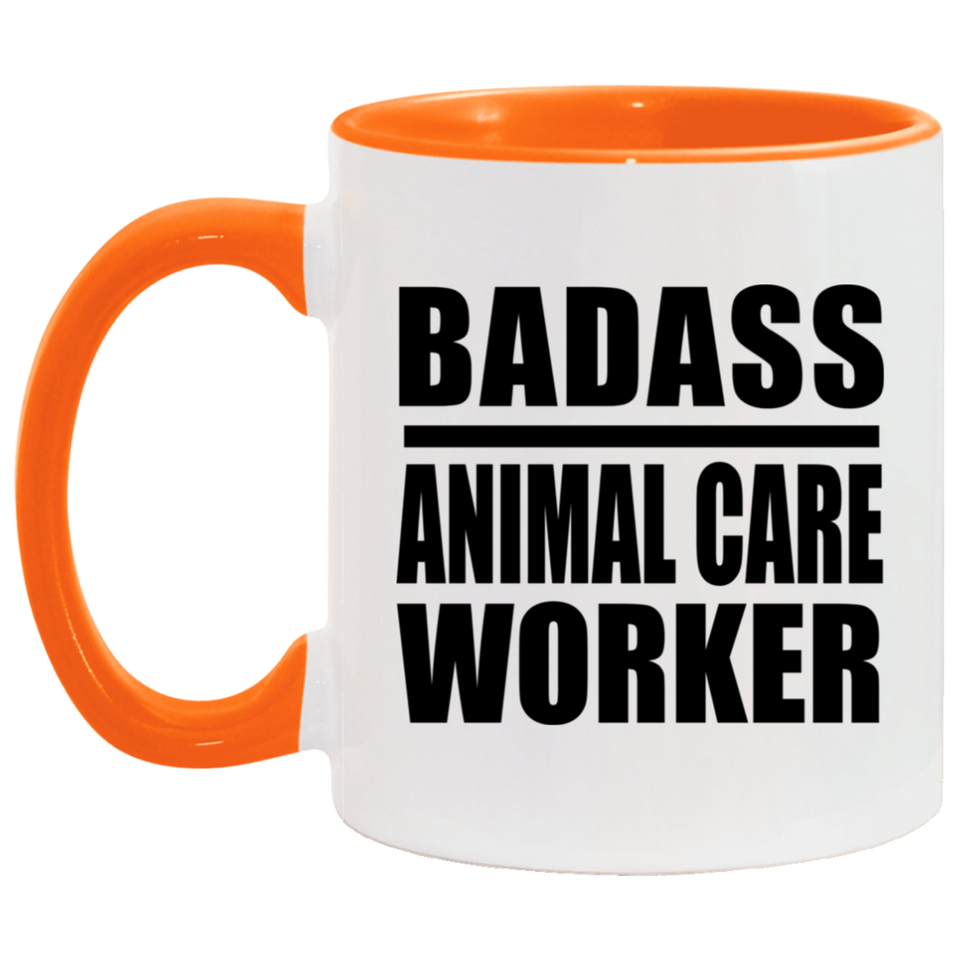 Badass Animal Care Worker - 11oz Accent Mug Orange