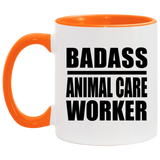 Badass Animal Care Worker - 11oz Accent Mug Orange