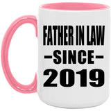Father In Law Since 2019 - 15oz Accent Mug Pink