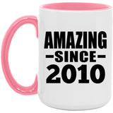 14th Birthday Amazing Since 2010 - 15oz Accent Mug Pink