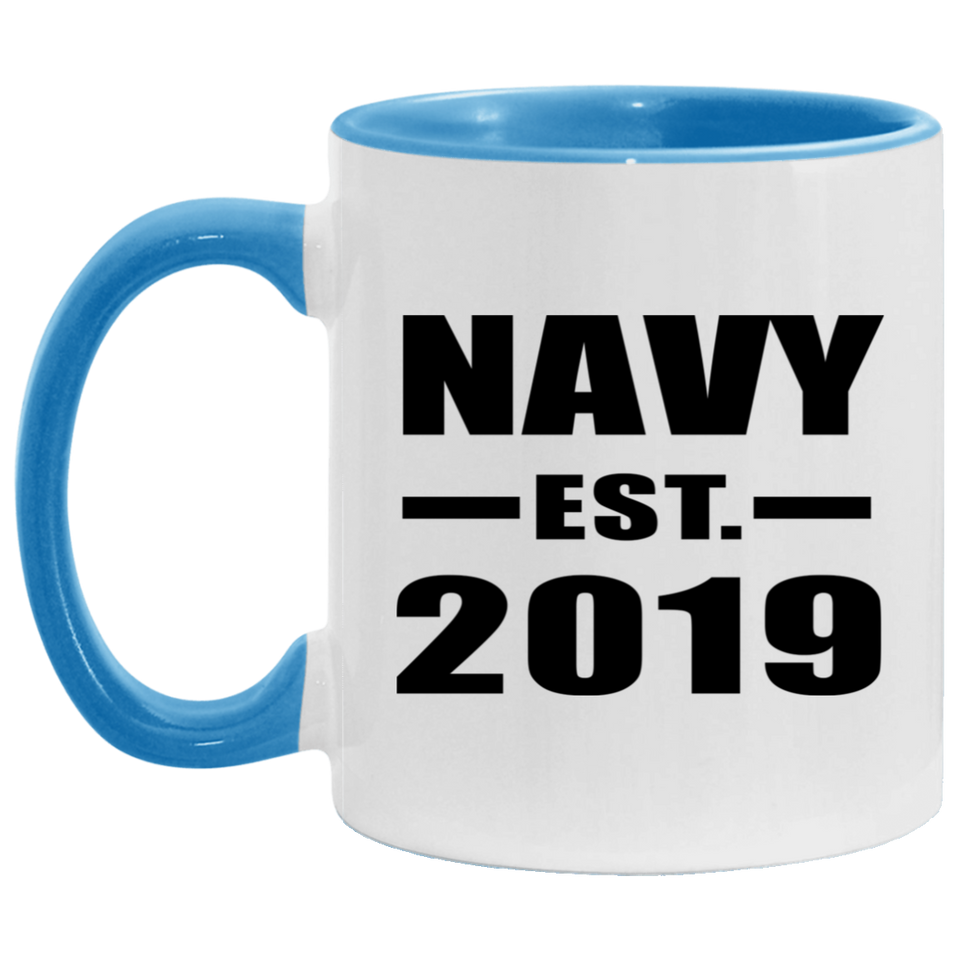 Navy Established EST. 2019 - 11oz Accent Mug Blue
