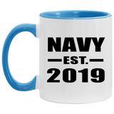 Navy Established EST. 2019 - 11oz Accent Mug Blue
