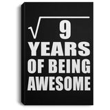 3rd Birthday Square Root of 9 Years of Being Awesome - Canvas Portrait
