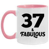 37th Birthday 37 & Fabulous - 11oz Accent Mug Pink
