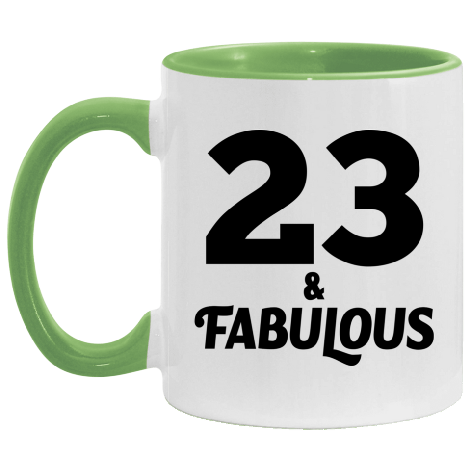 23rd Birthday 23 & Fabulous - 11oz Accent Mug Green