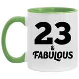 23rd Birthday 23 & Fabulous - 11oz Accent Mug Green