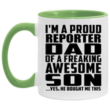 Proud Reporter Dad Of Awesome Son - 11oz Accent Mug Green