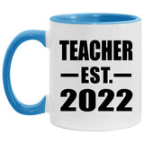 Teacher Established EST. 2022 - 11oz Accent Mug Blue