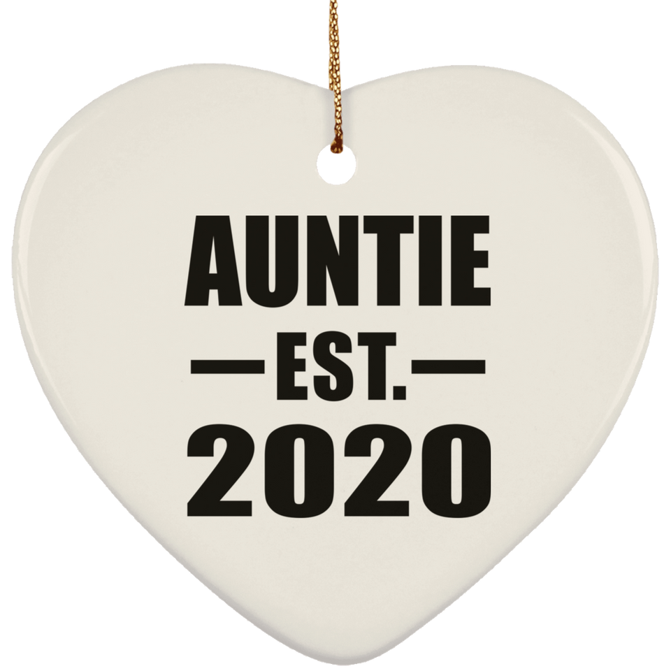 Auntie Established EST. 2020 - Heart Ornament