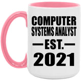 Computer Systems Analyst Established EST. 2021 - 15oz Accent Mug Pink