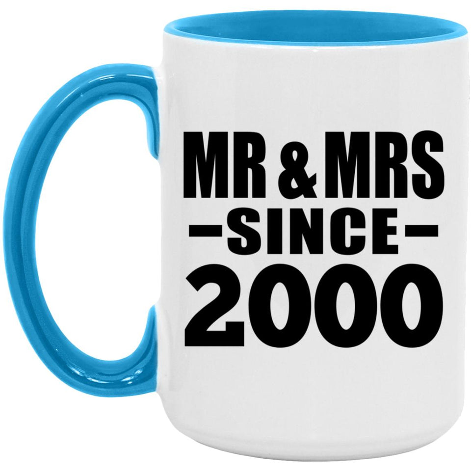 24th Anniversary Mr & Mrs Since 2000 - 15oz Accent Mug Blue