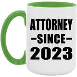 Attorney Since 2023 - 15oz Accent Mug Green