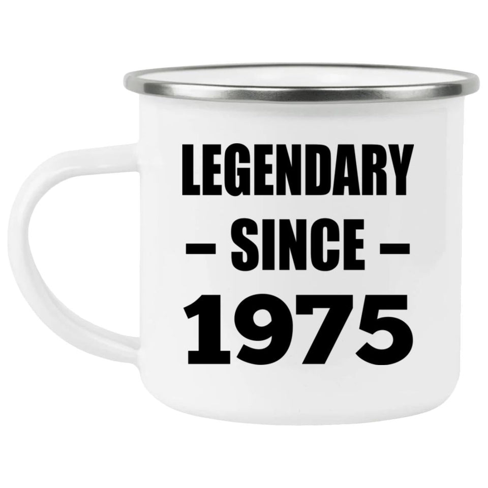 49th Birthday Legendary Since 1975 - 12oz Camping Mug