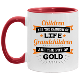Children Are Rainbow Of Life, Grandchildren Are Pot Of Gold - 11oz Accent Mug Red