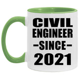 Civil Engineer Since 2021 - 11oz Accent Mug Green