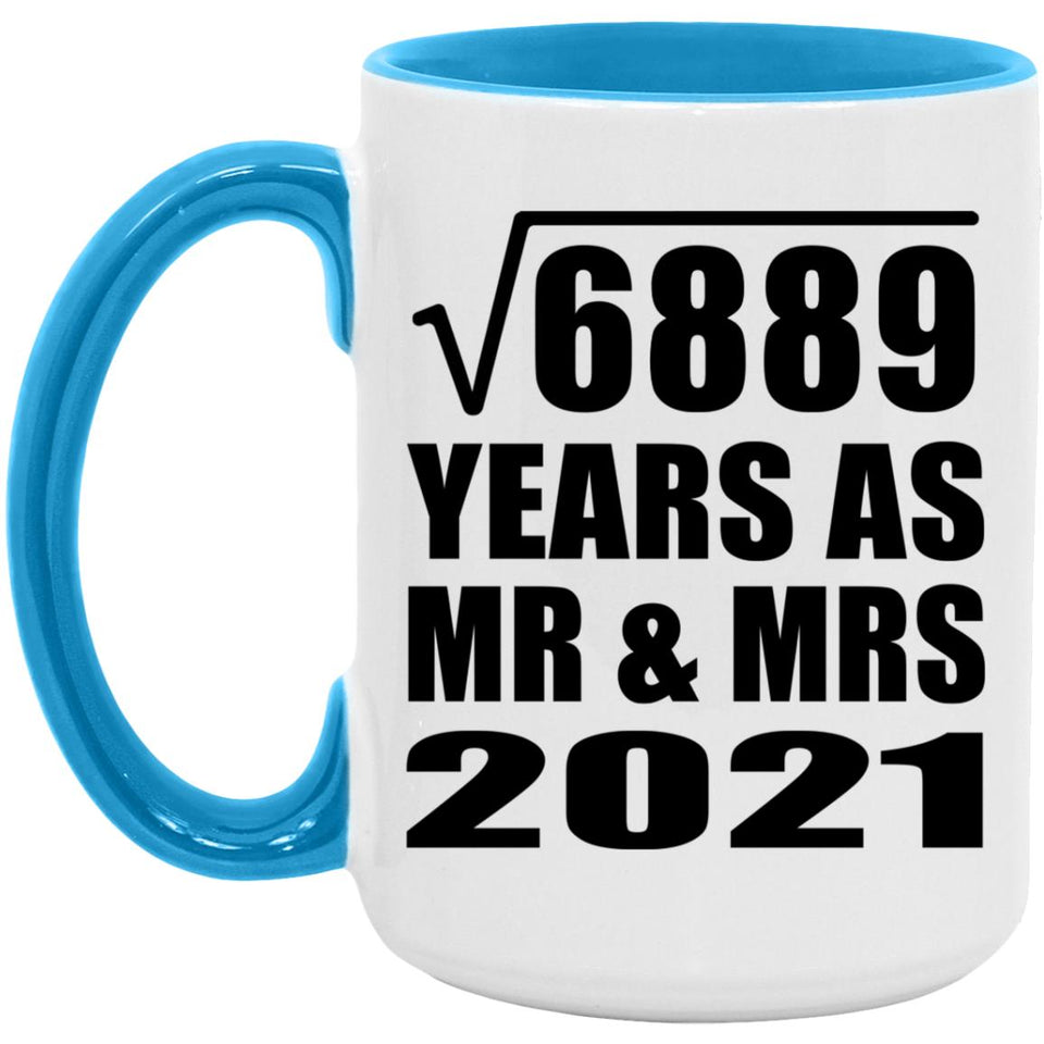 83rd Anniversary Square Root of 6889 Years As Mr & Mrs 2021 - 15oz Accent Mug Blue