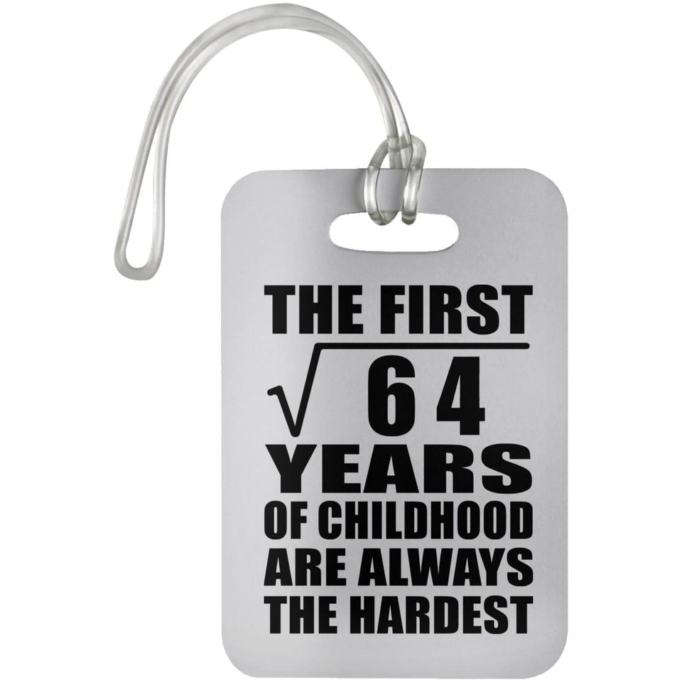 8th Birthday Square Root of 64 Years of Childhood - Luggage Bag Tag