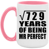 27th Anniversary Square Root of 729 Years of Mr Perfect - 15oz Accent Mug Pink