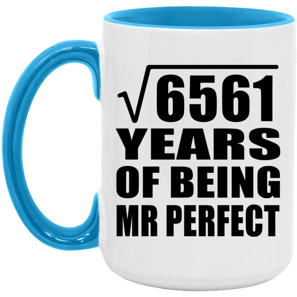 81st Anniversary Square Root of 6561 Years of Mr Perfect - 15oz Accent Mug Blue