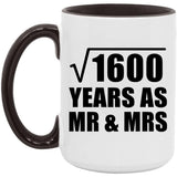 40th Anniversary Square Root of 1600 Years As Mr & Mrs - 15oz Accent Mug Black