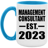 Management Consultant Established EST. 2023 - 15oz Accent Mug Blue