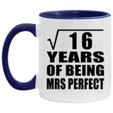 4th Anniversary Square Root Of 16 Years Of Mrs Perfect - 11oz Accent Mug Purple