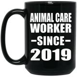 Animal Care Worker Since 2019 - 15oz Coffee Mug Black