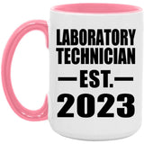 Laboratory Technician Established EST. 2023 - 15oz Accent Mug Pink
