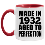 92nd Birthday Made In 1932 Aged to Perfection - 11oz Accent Mug Red