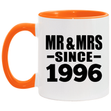 28th Anniversary Mr & Mrs Since 1996 - 11oz Accent Mug Orange