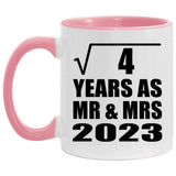 2nd Anniversary Square Root of 4 Years As Mr & Mrs 2023 - 11oz Accent Mug Pink