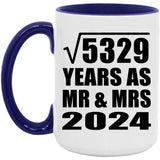 73rd Anniversary Square Root of 5329 Years As Mr & Mrs 2024 - 15oz Accent Mug Purple