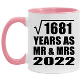 41st Anniversary Square Root of 1681 Years As Mr & Mrs 2022 - 11oz Accent Mug Pink