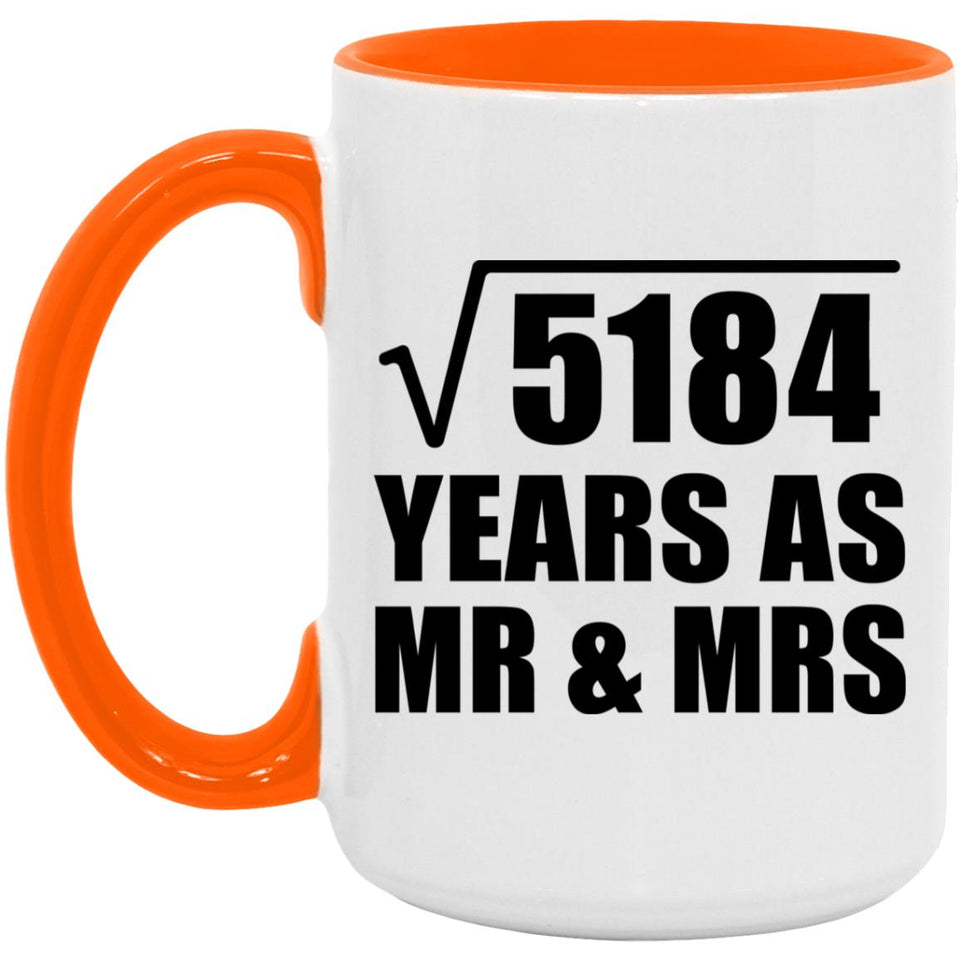 72nd Anniversary Square Root of 5184 Years As Mr & Mrs - 15oz Accent Mug Orange