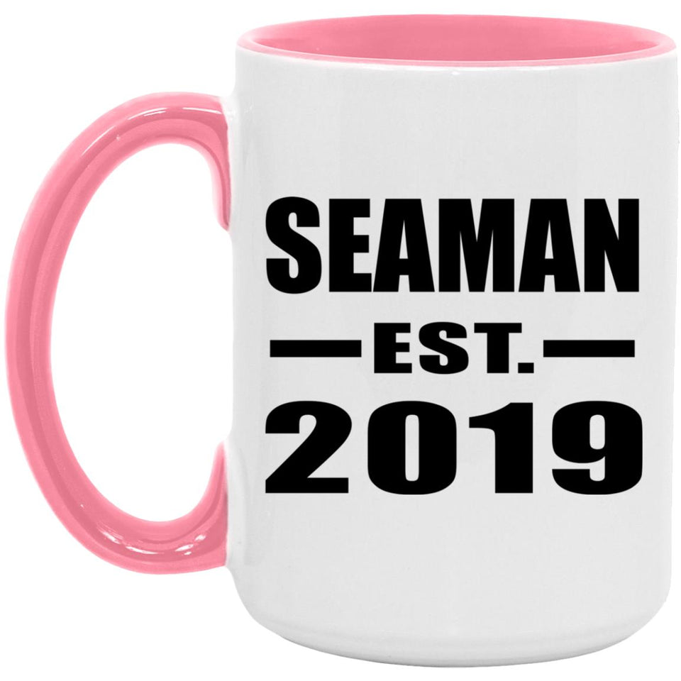 Seaman Established EST. 2019 - 15oz Accent Mug Pink